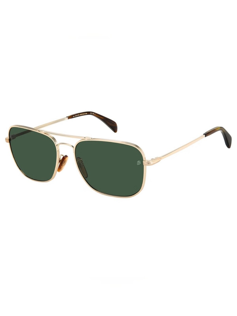 David Beckham Square Aviator Gold Frame Green Lens Sunglasses DB 1093/s J5GQT
